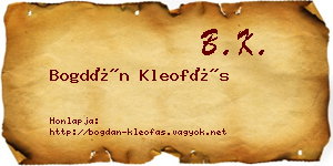 Bogdán Kleofás névjegykártya